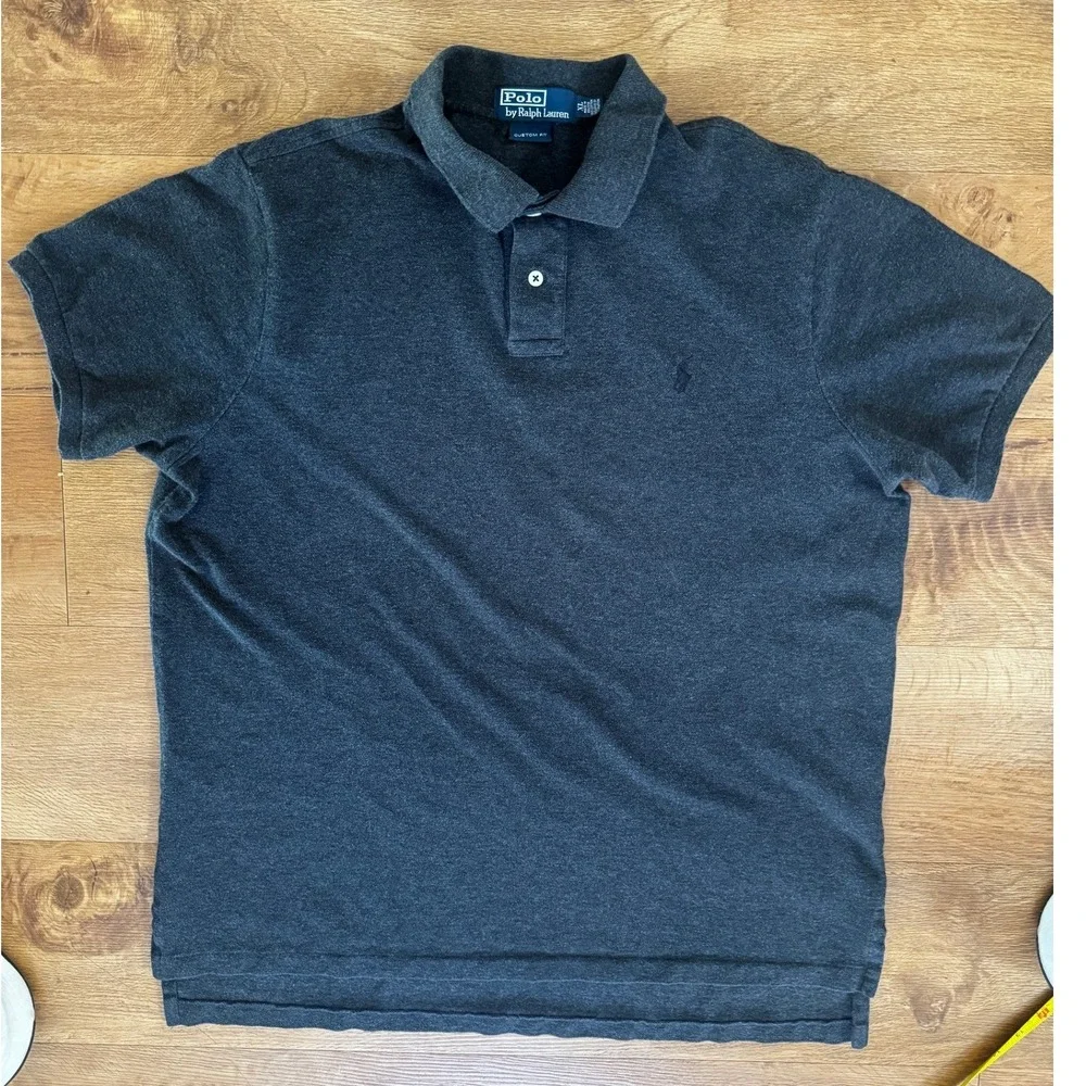 Polo Ralph Lauren Mens XL Custom Fit Short Sleeve Polo‎ Shirt Charcoal Gray Pony